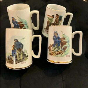 Norman Rockwell Collectors Mug Set Vintage